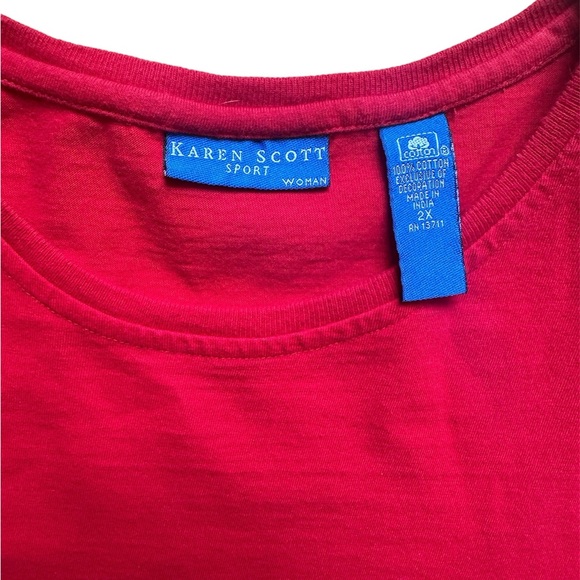 Karen Scott Sport Independence Day Patriotic Red Blue Stars Shirt Plus Size - Picture 5 of 5